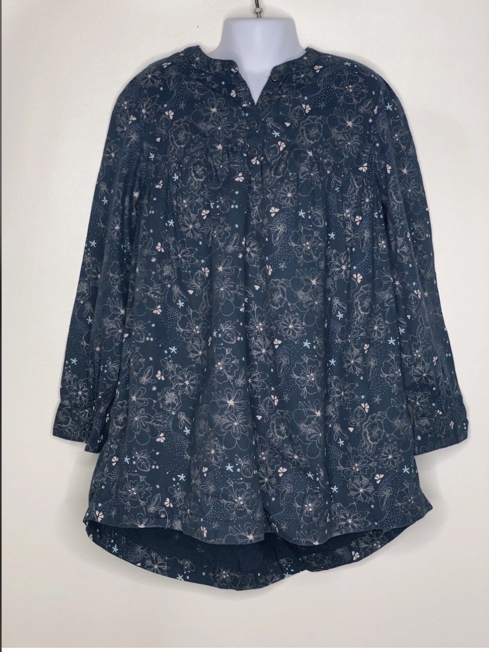 Vertbaudet girls blue silver floral patterned hi Low dress sz 8